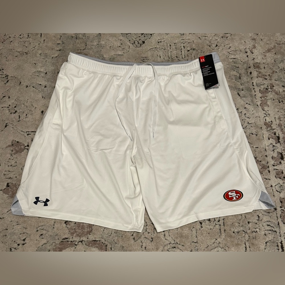 Under Armour Authentic San Francisco 49ers White Shorts NFL Men’s Sz: XXL - Picture 1 of 5